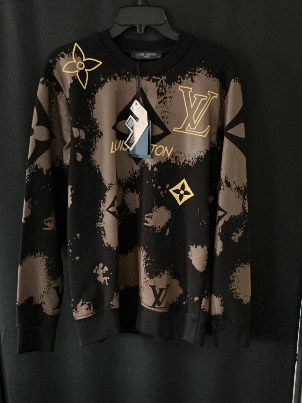 Louis Vuitton Black & Brown Monogram Graphic Crewneck Sweater